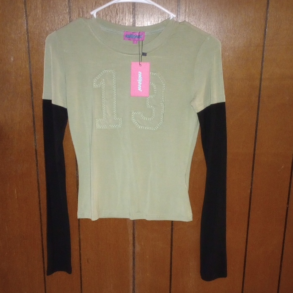 Chic Olive and Black Long Sleeve Top